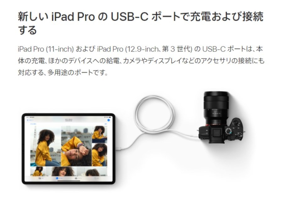 iPadproのUSB-Cポートの充電と接続